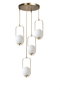 Opviq Lámpara de Araña Blanca y Cobre con 4 Luces
